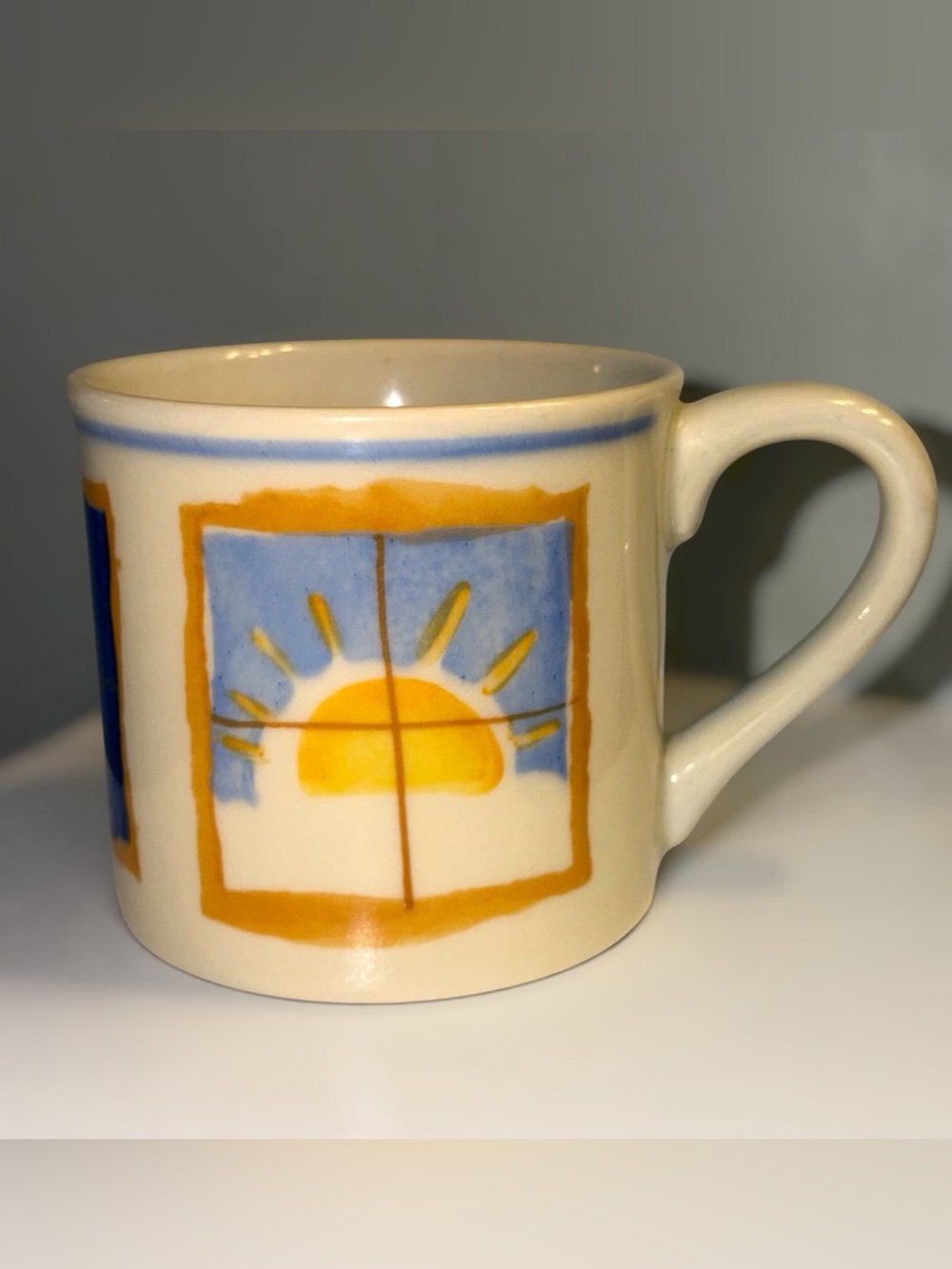 Vintage Hartstone Starbucks Barista Celestial Sun Moon Stars Hand Painted 90s
